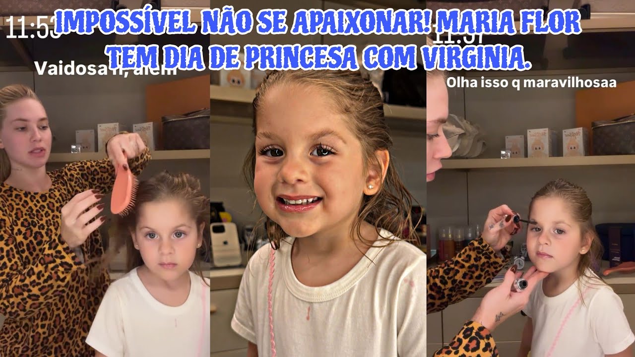 ​IGUAL À MAMÃE! Virginia maqueia Maria Flor e resultado encanta a web.