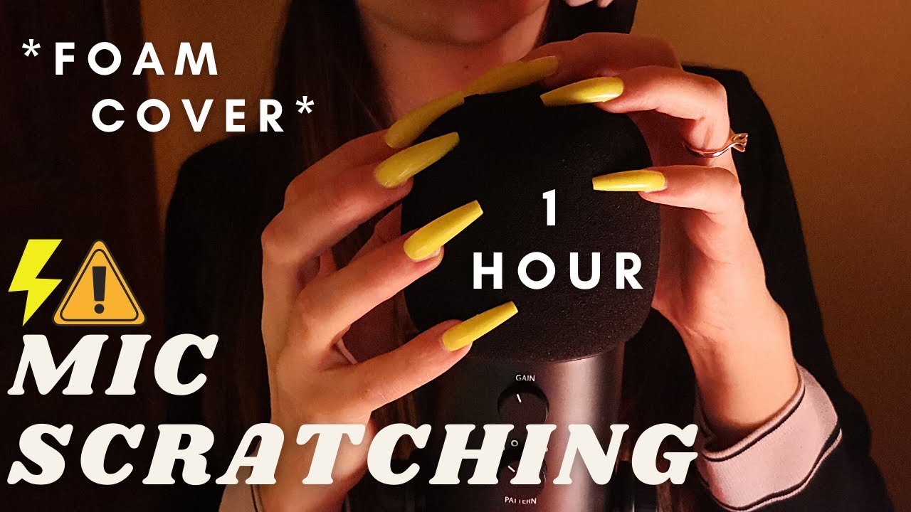 ASMR - [1 hour version] FAST INTENSE MIC SCRATCHING with FOAM cover 🎤⚡️🤤