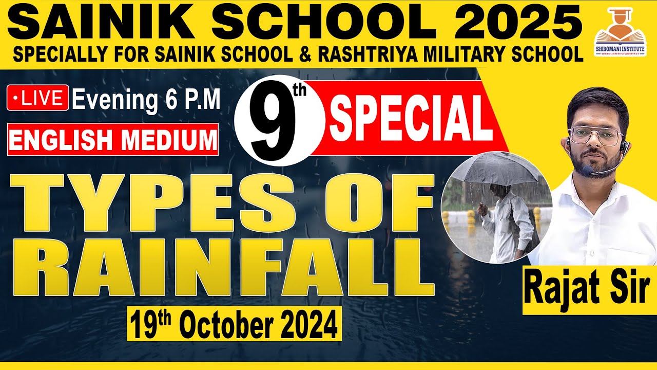 Types of Rainfall || G.K. CLASS || ENGLISH MEDIUM || SAINIK SCHOOL ONLINE COACHING
