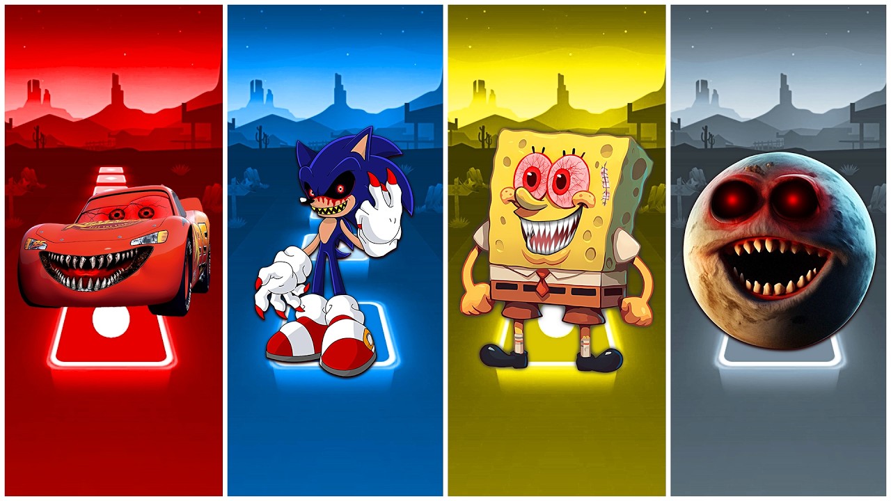 McQueen exe 🆚 Sonic exe 🆚 SpongeBob exe 🆚 Lunar moon | Coffin Dance cover!