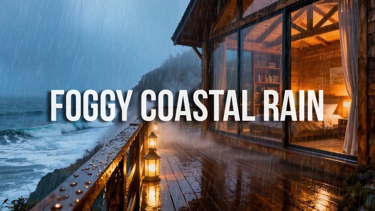 [Cozy Sanctuary] Foggy Coastal Rainstorm from Cliffside Bed for Deep Refreshing Sleep 🌫️🛌