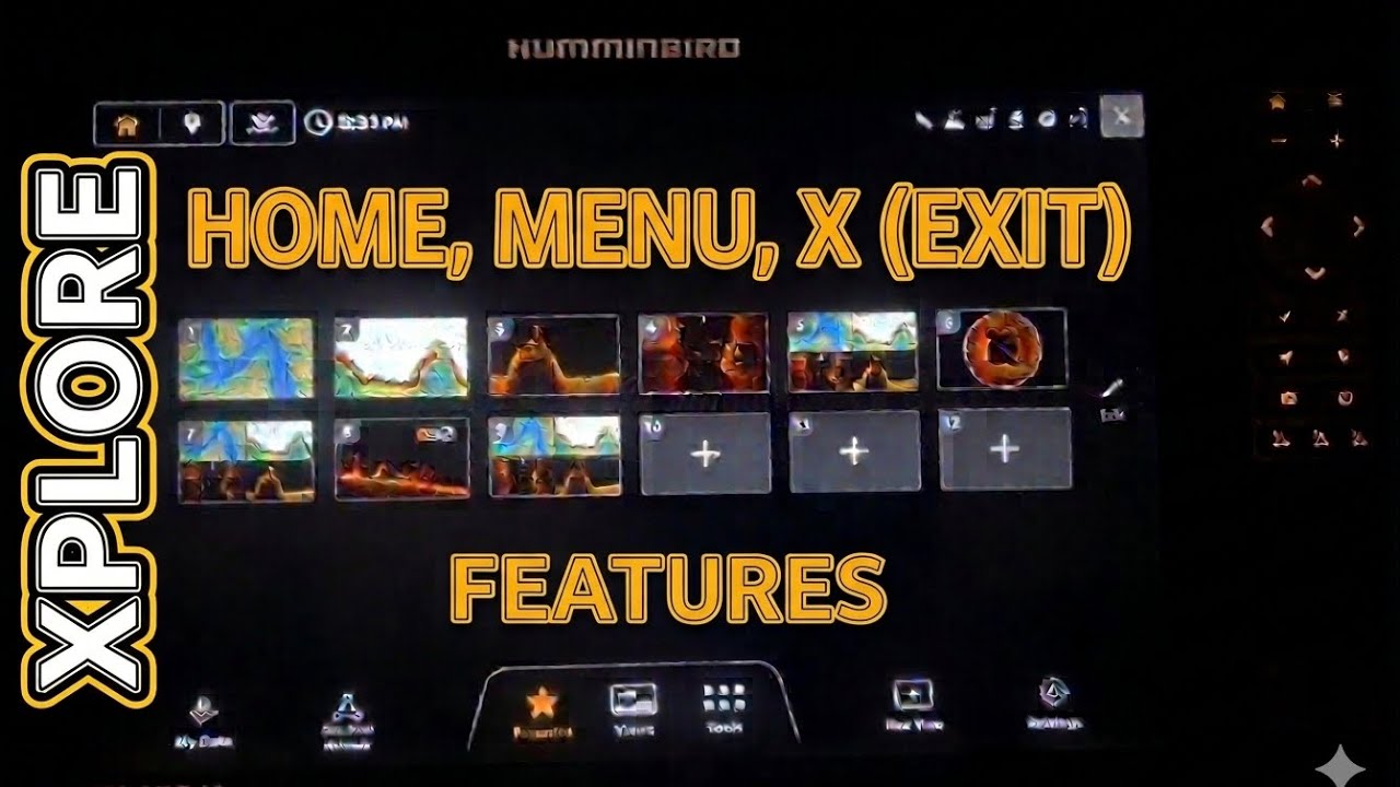 Функции Humminbird XPLORE: ГЛАВНАЯ, МЕНЮ И ВЫХОД