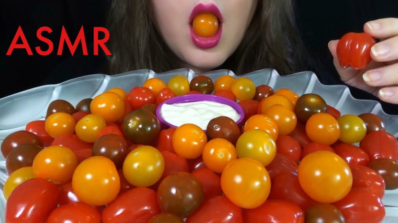 HEALTHY EATING ASMR Raw Veggie Platter [Tomatoes & Ranch] SATISFYING Crunchy Sounds