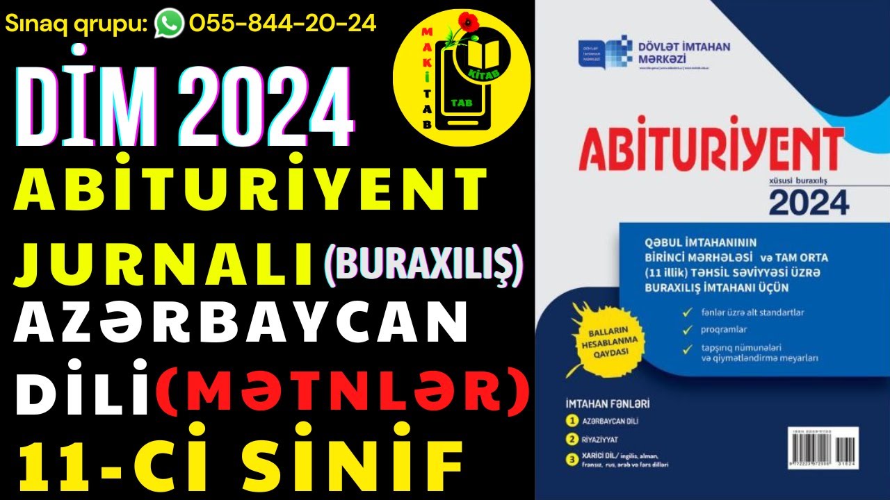 DİM ABİTURİYENT JURNALI 2024 11-ci sinif Azərbaycan Dili MƏTNLƏR MODEL Testlər (X&uuml;susi Buraxılış)