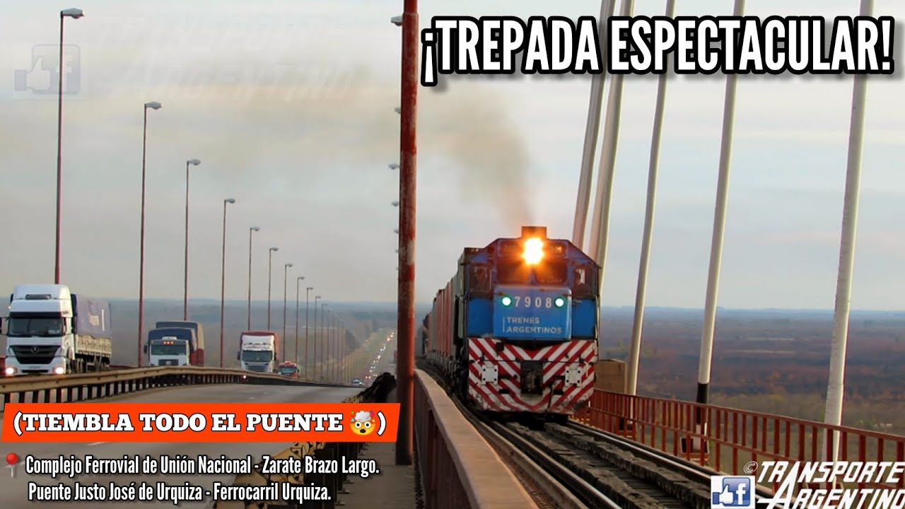 ¡¡Tren del Urquiza Cargas TREPANDO EL PUENTE ZARATE AL OCHO!! (TIEMBLA TODO🤯) - 14/06/22.