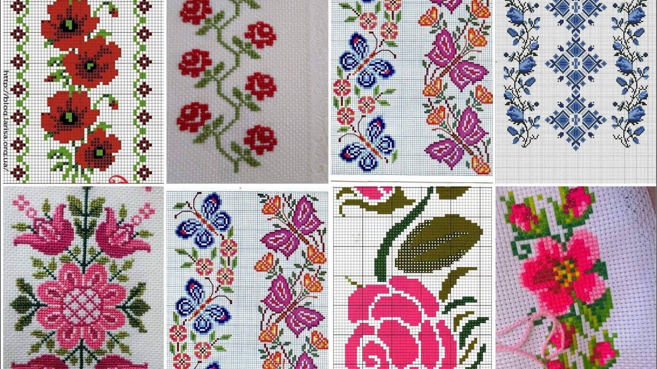 Floral border embroidery design ideas// Cross stitch embroidery design //dusuti design 