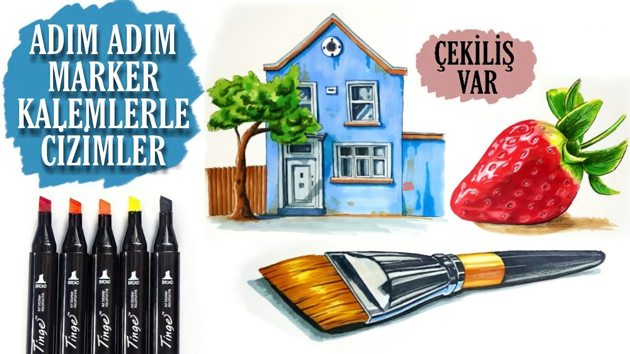 Marker Kalemlerle Gerçekçi Çizim Teknikleri! ( Çekiliş Var) Tinge Marker