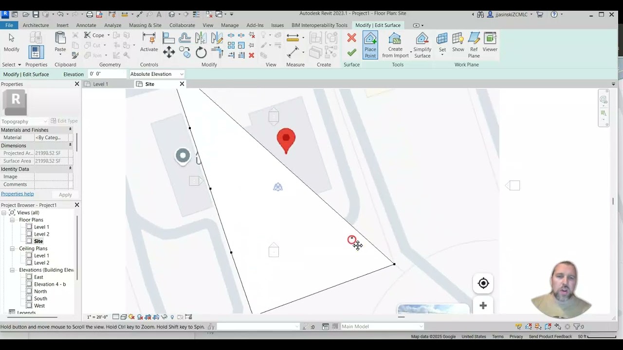 Creating a Site in Revit 2023 from a Google Maps Image