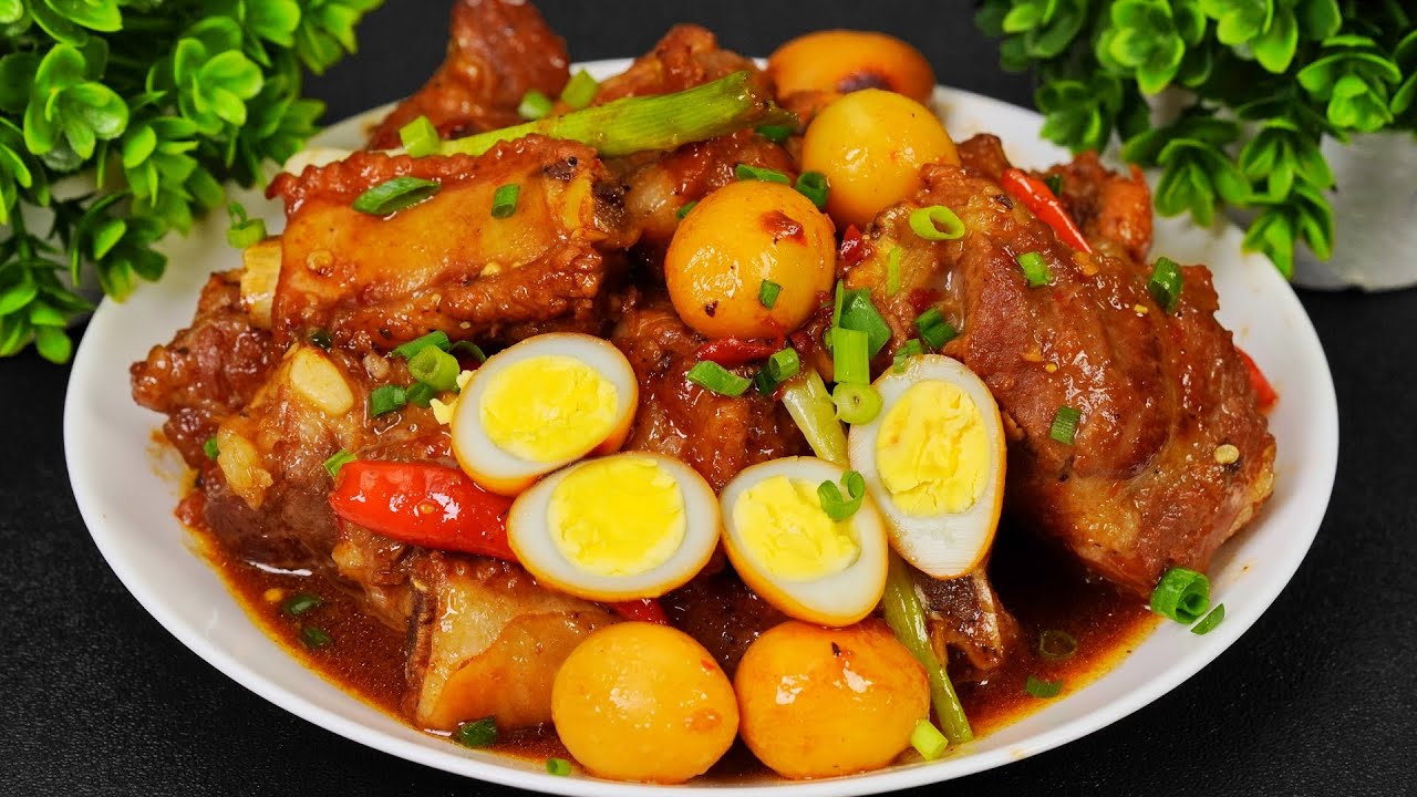 B&iacute; quyết nấu SƯỜN RIM TRỨNG C&Uacute;T NƯỚC DỪA Thơm Ngon Đậm đ&agrave; M&agrave;u đẹp