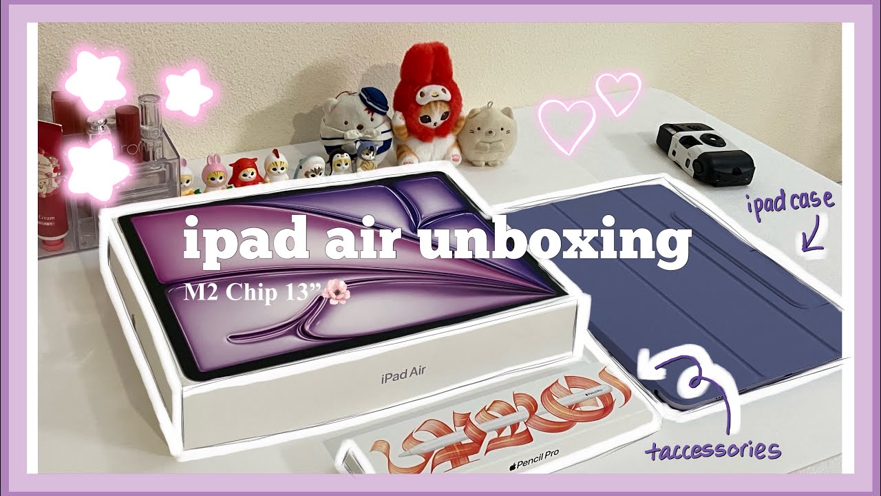 ipad air 13” (purple 💜🪻) aesthetic unboxing ✨📦 | apple pencil pro + accessories