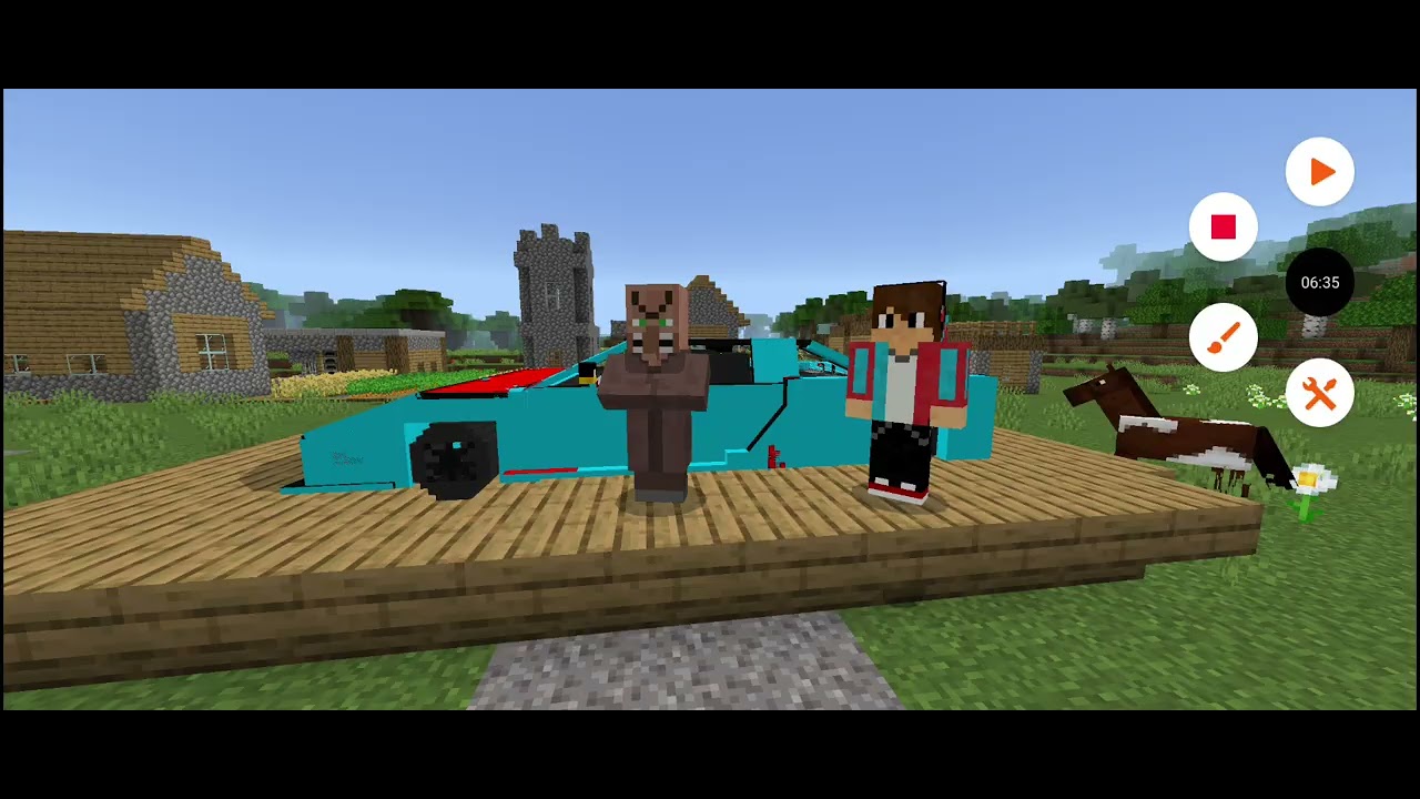 МЫ С ЖИТЕЛЕМ НЕ МОЖЕМ ПОДЕЛИТЬ ЭТУ МАШИНУ В МАЙНКРАФТ | Саида Minecraft