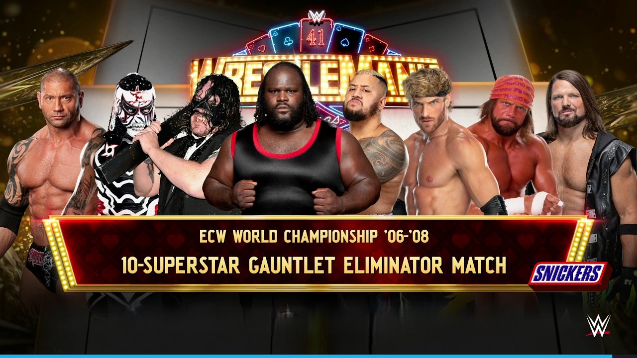 DREAM ECW TITTLE CHAOS 10 MAN GAUNTLET ELIMINATOR MATCH WRESTLEMANIA LAS VAGAS WWE 2K25