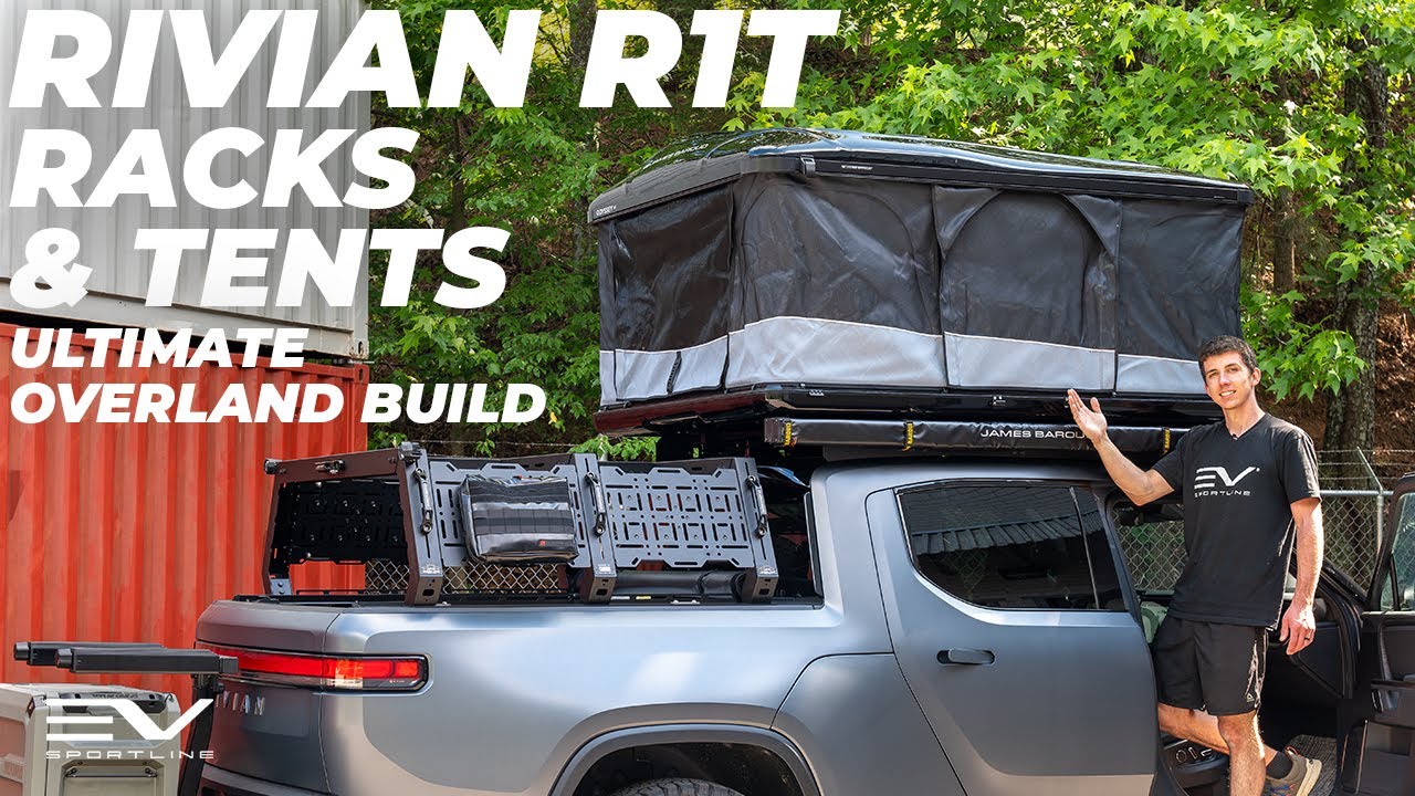 Rivian R1T Bed and Roof Racks with James Baroud Hard Shell Tent and Side Awning - Ultimate Overland