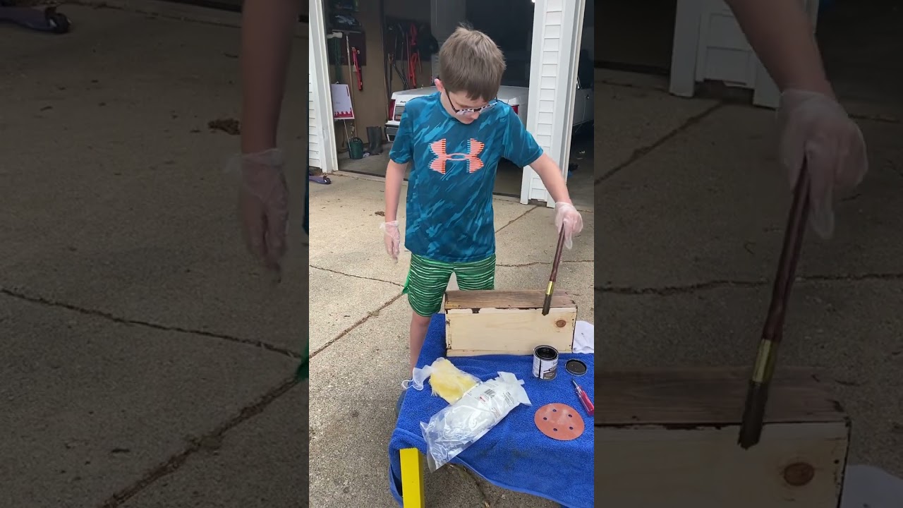 DH works on his woodworking project for 4H