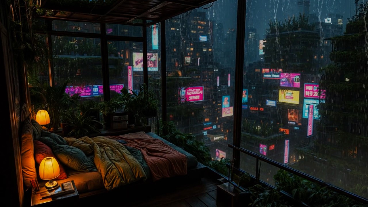 Lofi Rain - Kyoto Bedroom Rain with Lo-fi at Night | For Study, Sleep, or Relaxation | 4K