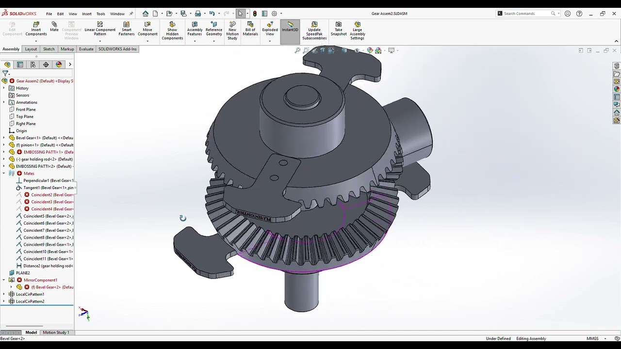 Emobossing Machine Bevel gear and pinion #SOLIDWORK