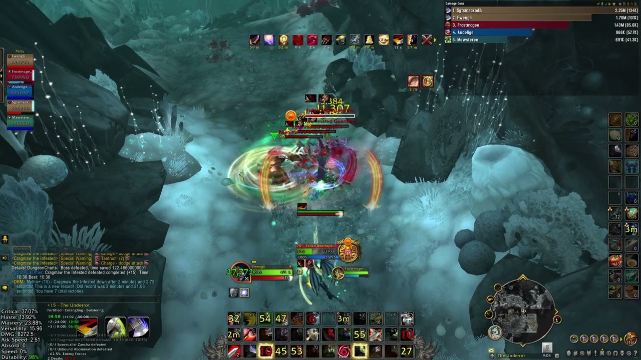 WoW Dragonflight 10.1.0 arms warrior pve The Underrot Mythic +15 3