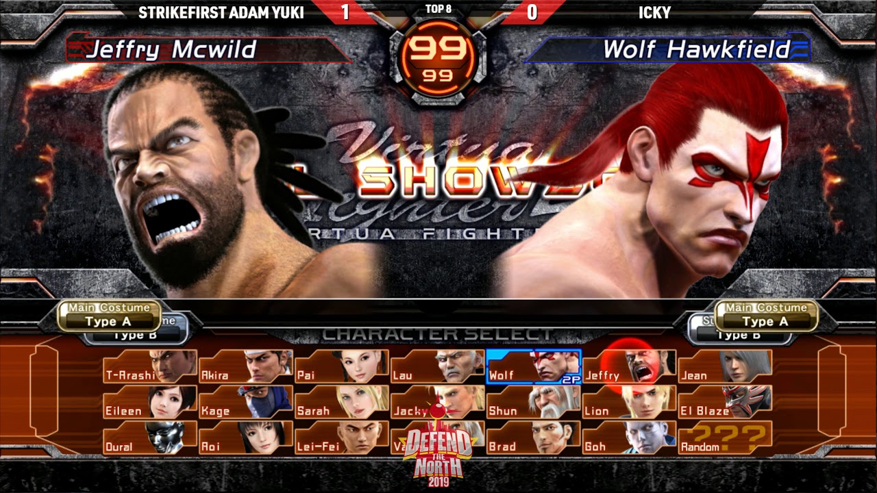 Virtua Fighter 5 TOP 8 - Adam Yuki (Jeffry) vs. Icky (Wolf) @Defend the North 2019 [4k/60fps]