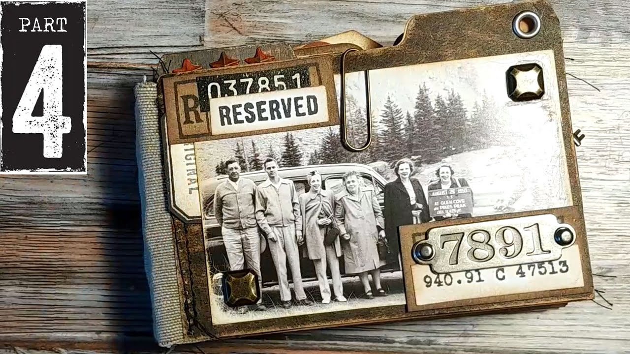 Making a Vintage File Folder Book from Start to Finish [Part4/4] Pages 13-14 + Cover and Spine