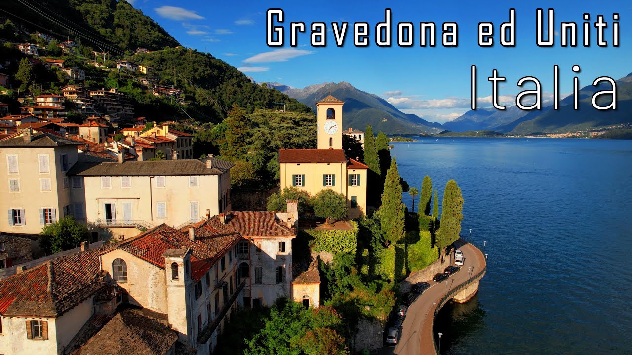 Lago di Como, Gravedona ed Uniti, Palazzo Gallio,ITALIA drone 4K
