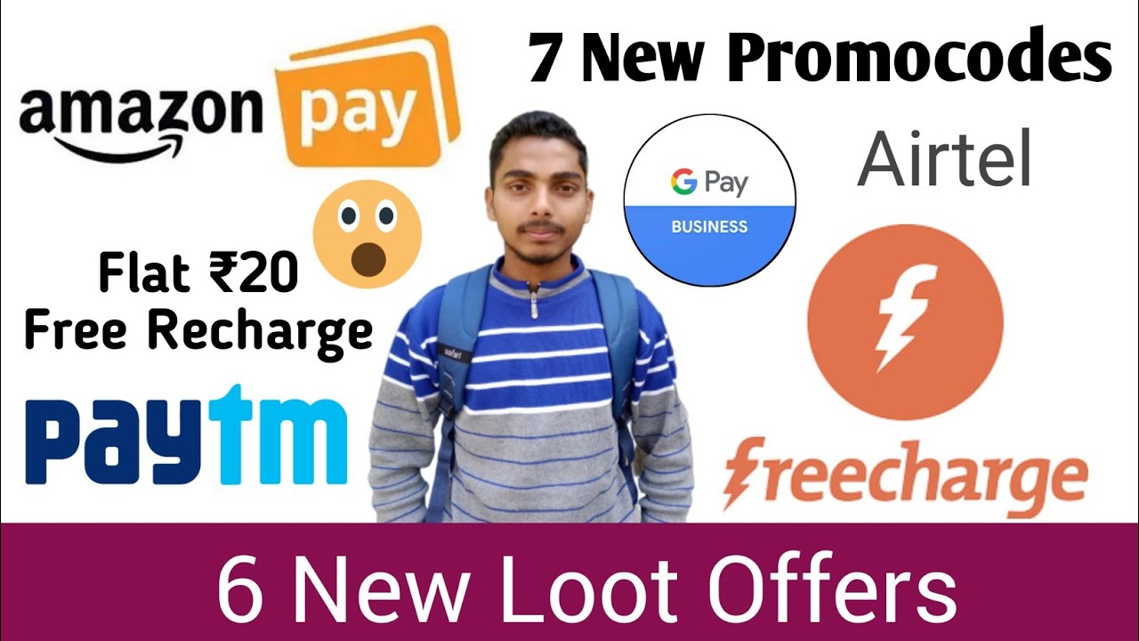 7 New Promocodes of Freecharge & Paytm, Flat ₹20😱, G-Pay Offer, UPI Send Money, Airtel CB on Rech..💥