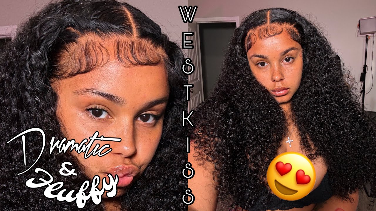 How To Dramatic Fluffy Baby Hair + Pre Plucked / Bleached Curly Wave Wig Install ft West Kiss Hair