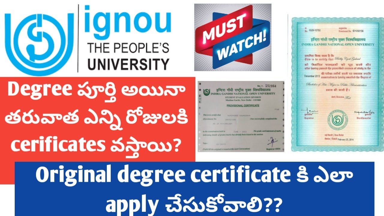 How to apply for IGNOU mark list and Original degree