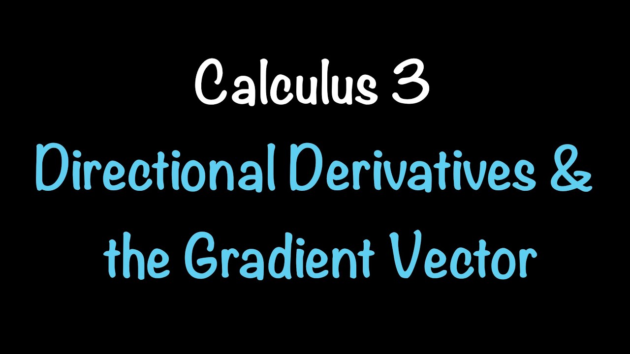 Calculus 3: Directional Derivatives and the Gradient Vector (Video #16) | Math with Professor V