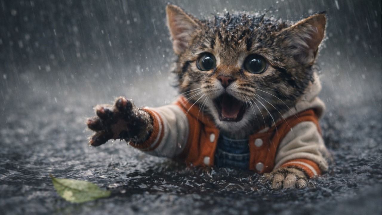 Tubby Kitten Leo Follows a Leaf (And Gets Lost) 🌧️🧡 (Episode 2)