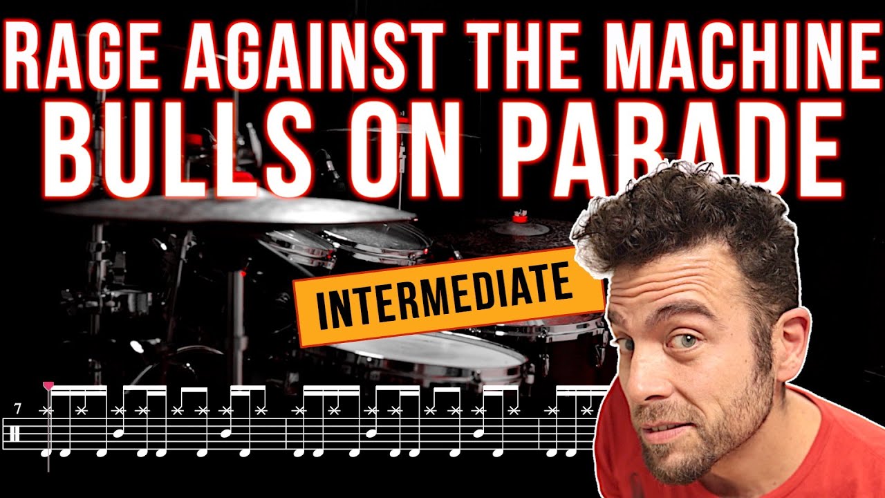 Rage Against The Machine - Bulls On Parade - Drum cover (with scrolling drum score)