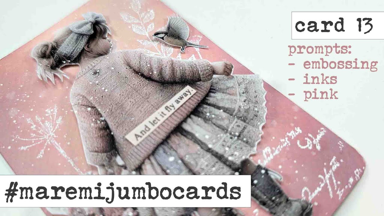 💔🩷 And let it fly away... #maremijumbocards - card (13) - prompts: Pink + Inking + Embossing