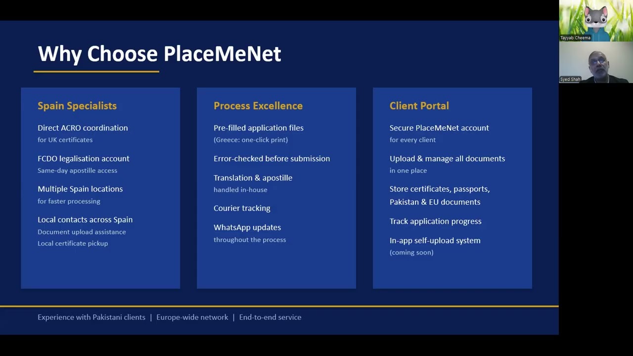 Police Clearance Certificates for UK, Greece, Italy & Portugal – PlaceMeNet Support Session