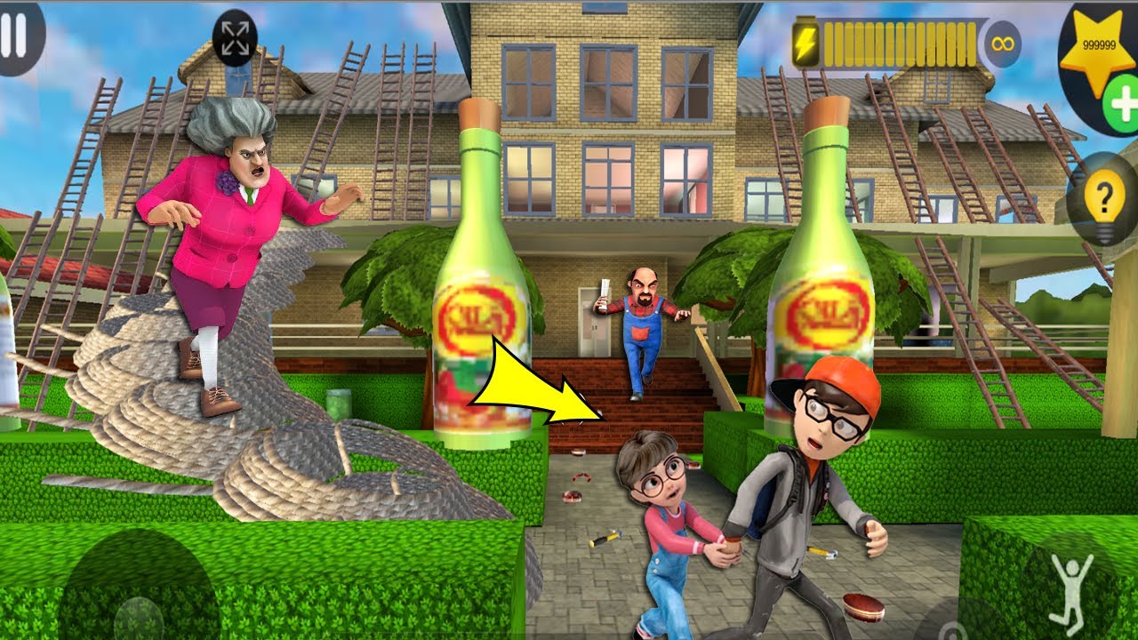 Scary Teacher 3D - троллинг мисс Т, множество лестниц и ловушек (мод-меню), часть 5360 #scaryteac...