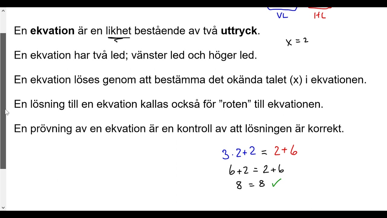 Matematik 1b: Repetition av Algebra