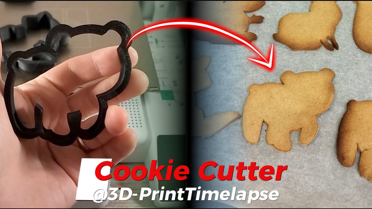 3D printed animal cookie cutter + resulting cookies