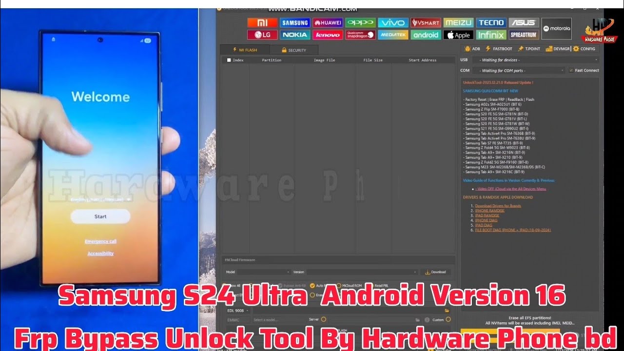 Samsung S24 Ultra || Android Version 16 || Frp Bypass Unlock Tool By ||  Hardware Phone bd 