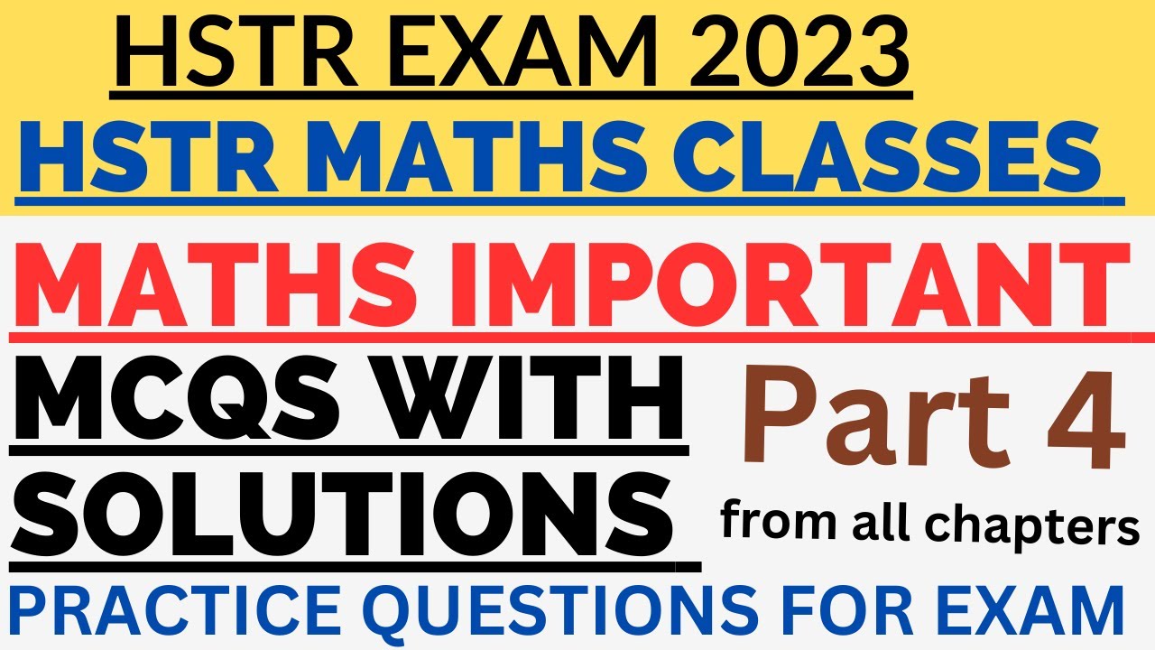 HSTR Maths Important MCQS with Solutions Part 4 HSTR Mathematics Classes HSTRExam2023 HSTRMathsclass
