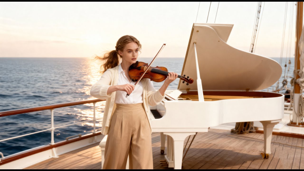 🎻🎹 Violin & Piano at the Ocean Sunset – 1 Hour Romantic Relaxing Music for Sleep & Inner Calm