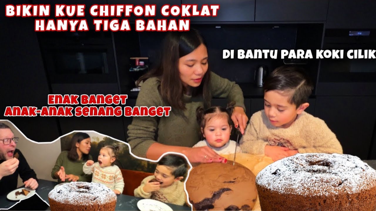 BIKIN KUE CHIFFON COKLAT HANYA TIGA BAHAN JADI SUPER LEMBUT DAN ENAK
