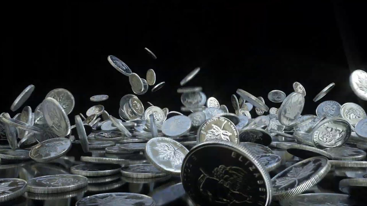Falling Coins VFX Motion Background Royalty Free Stock Footage