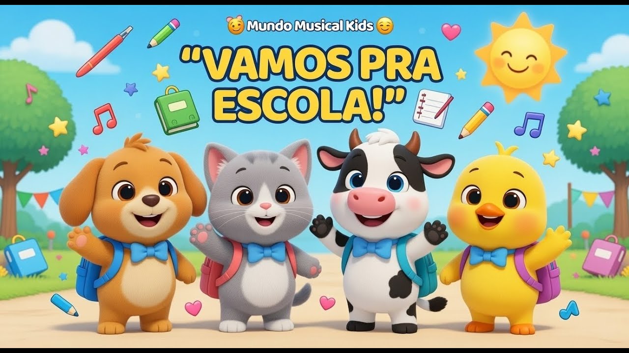 Vamos pra Escola! 🎒✏️ | Música Infantil Animada | Mundo Musical Kids #youtubekids