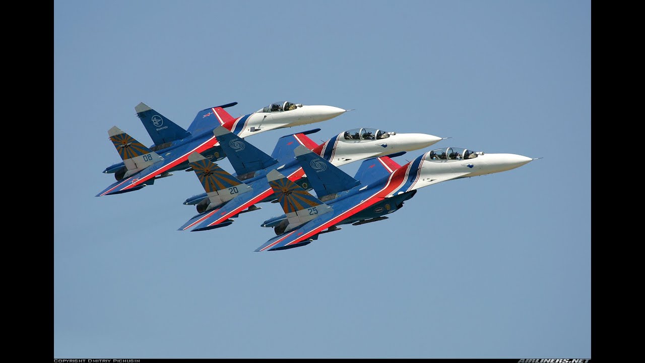 Sukhoi Su-27 in Russian Knights aerobatic team air to air