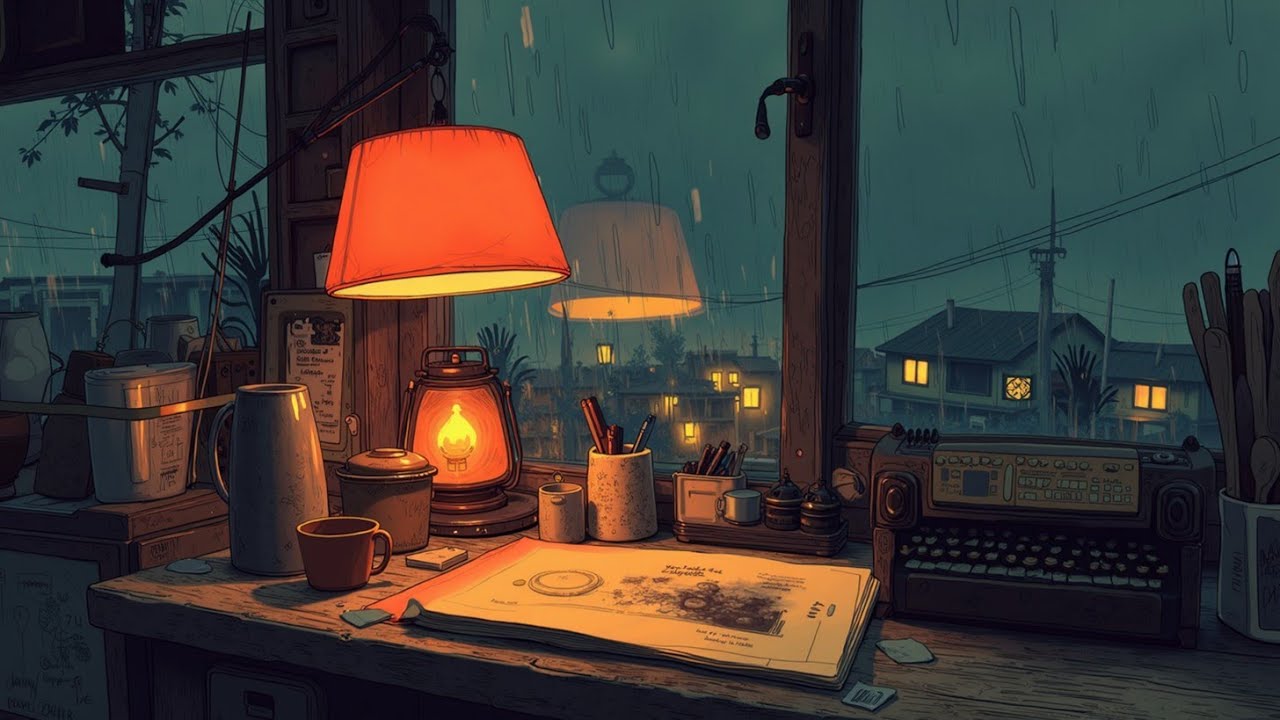 Lofi Hiphop Study Beats ~ Расслабляющий Микс Дождливой Ночи для Фокуса и Отдыха