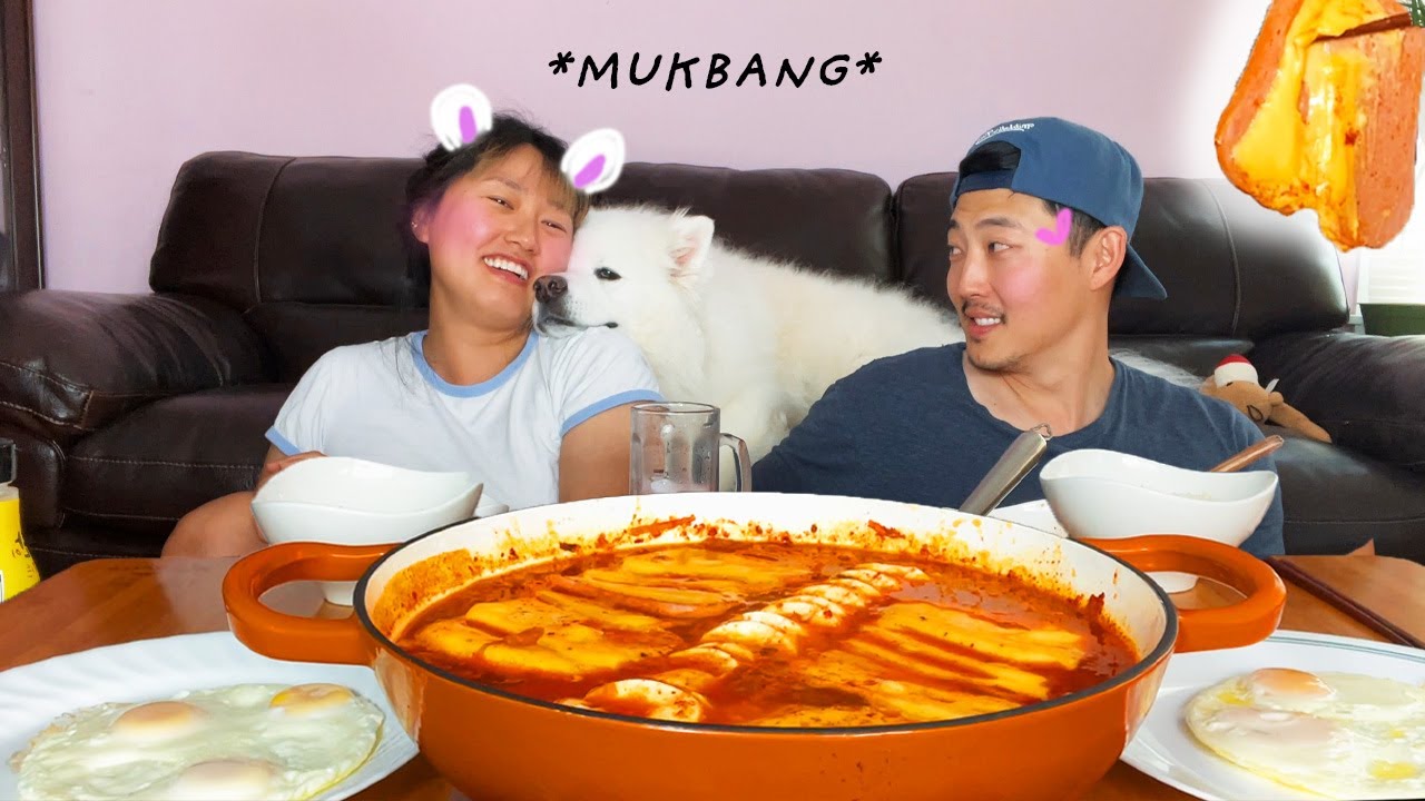 Тушеное мясо спам-кимчи с американским сыром + 6 жареных яиц мукбанг
