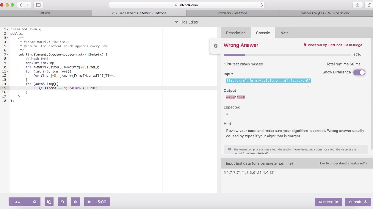 Find Elements in Matrix - LintCode # 737