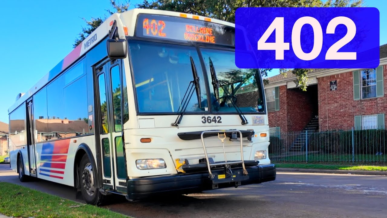 Houston METRO Bus 402 Bellaire Quickline, Chinatown to Texas Medical Center, Orion VII, POV Bus Ride