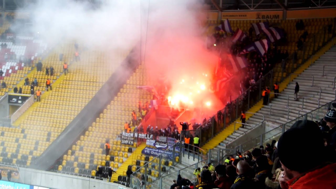 Dynamo Dresden vs. VfL Osnabrück 20.12.2014 Pyro