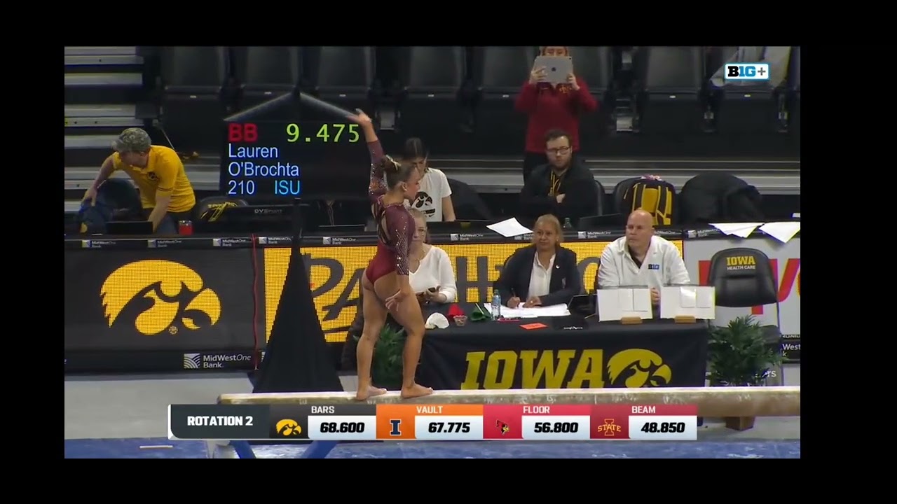Aubree Guinee Beam (9.6) January 10, 2026 Quad meet at Iowa, Illinois and Illinois St vs Iowa State
