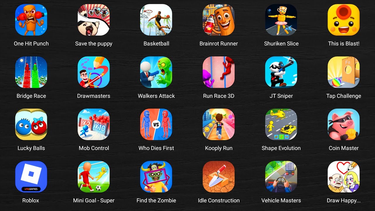 Roblox,Hello Neighbor,Poppy Playtime 5,Brain Puzzle 2,Zombie Tsunami,Snake Lite,Grumpy Gran...