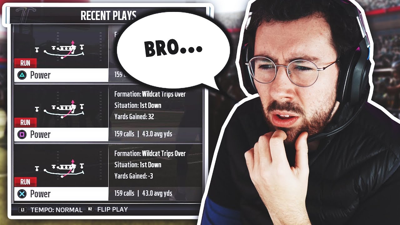 I only ran Wildcat Trick Plays and the dude raged HARD...